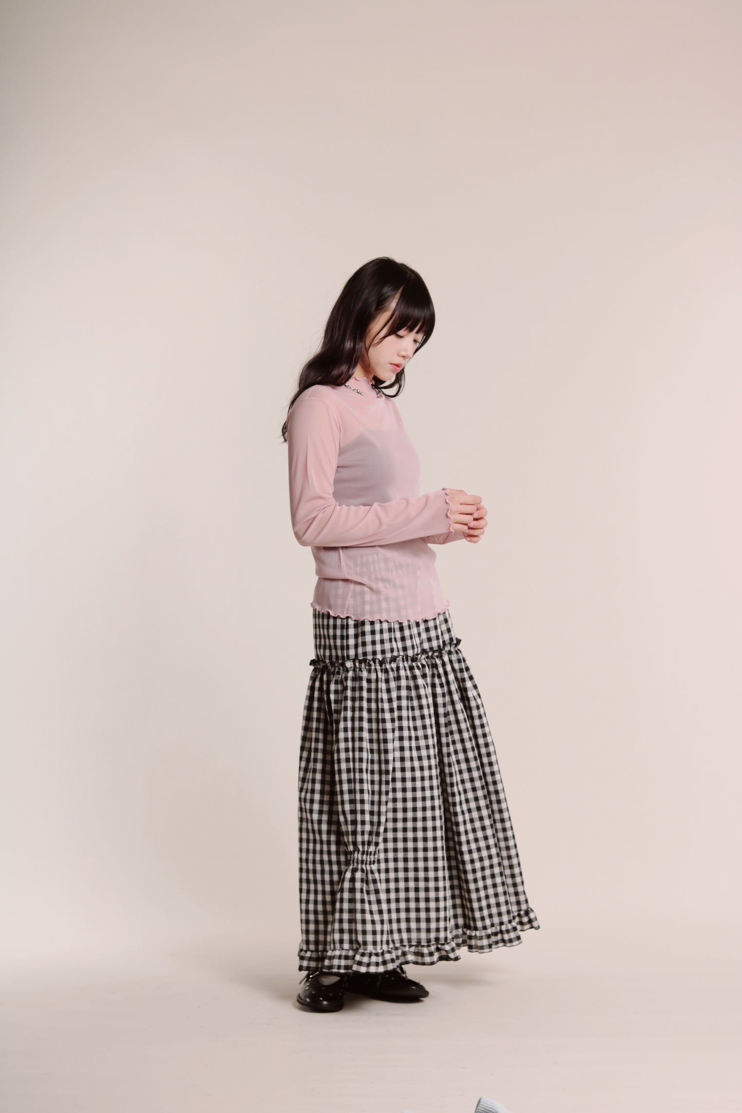 Ruffle See Through Top (Pink)