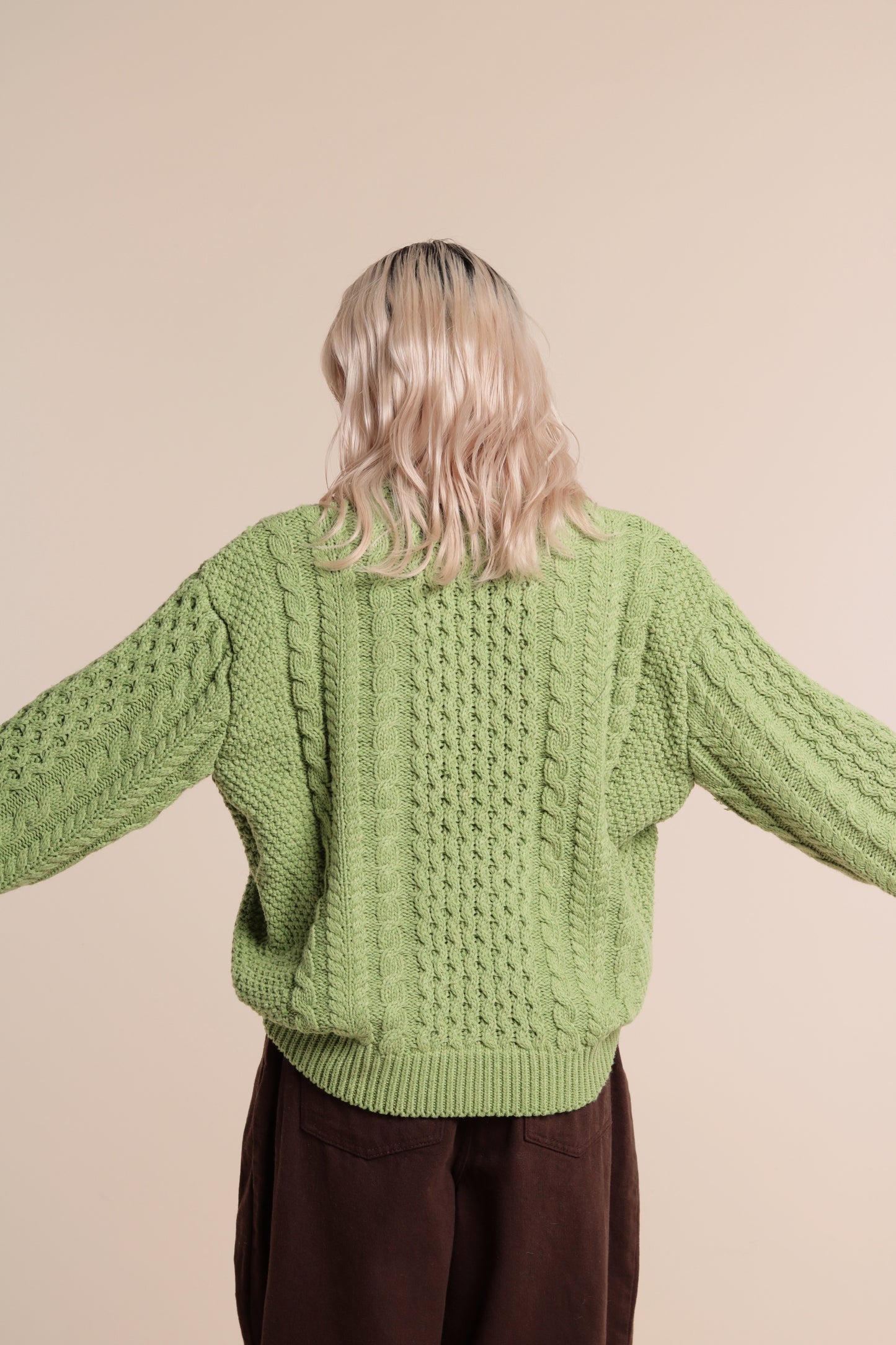 Oversized Cable Knit Sweater (Green)