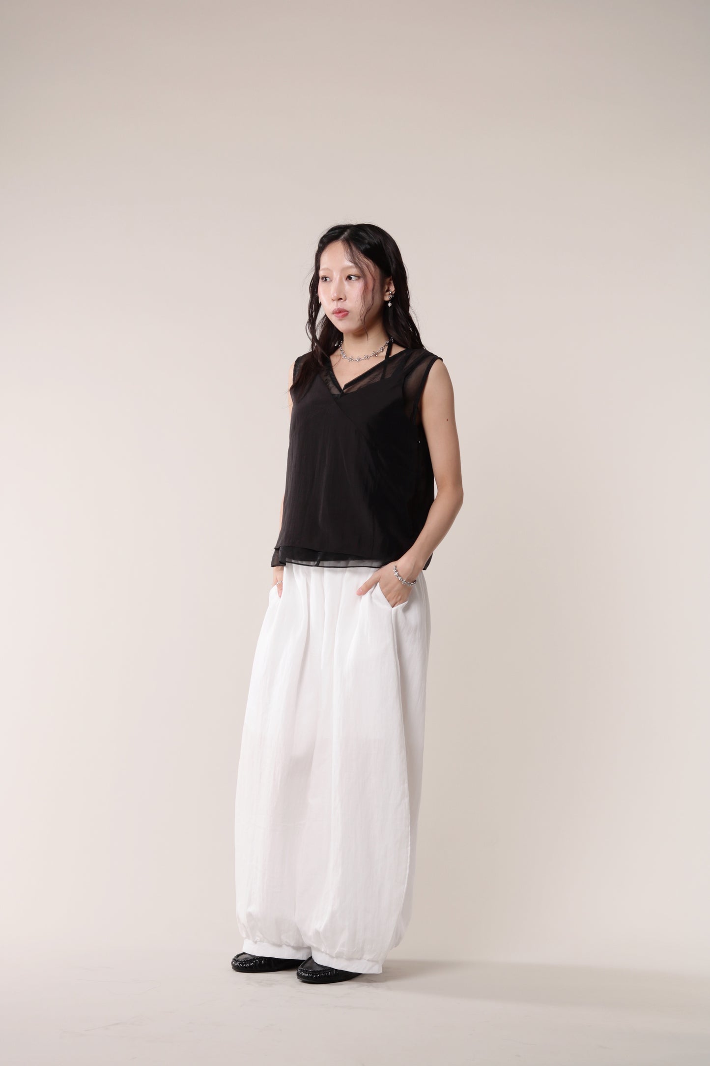 Linen Bubble Pants (White)