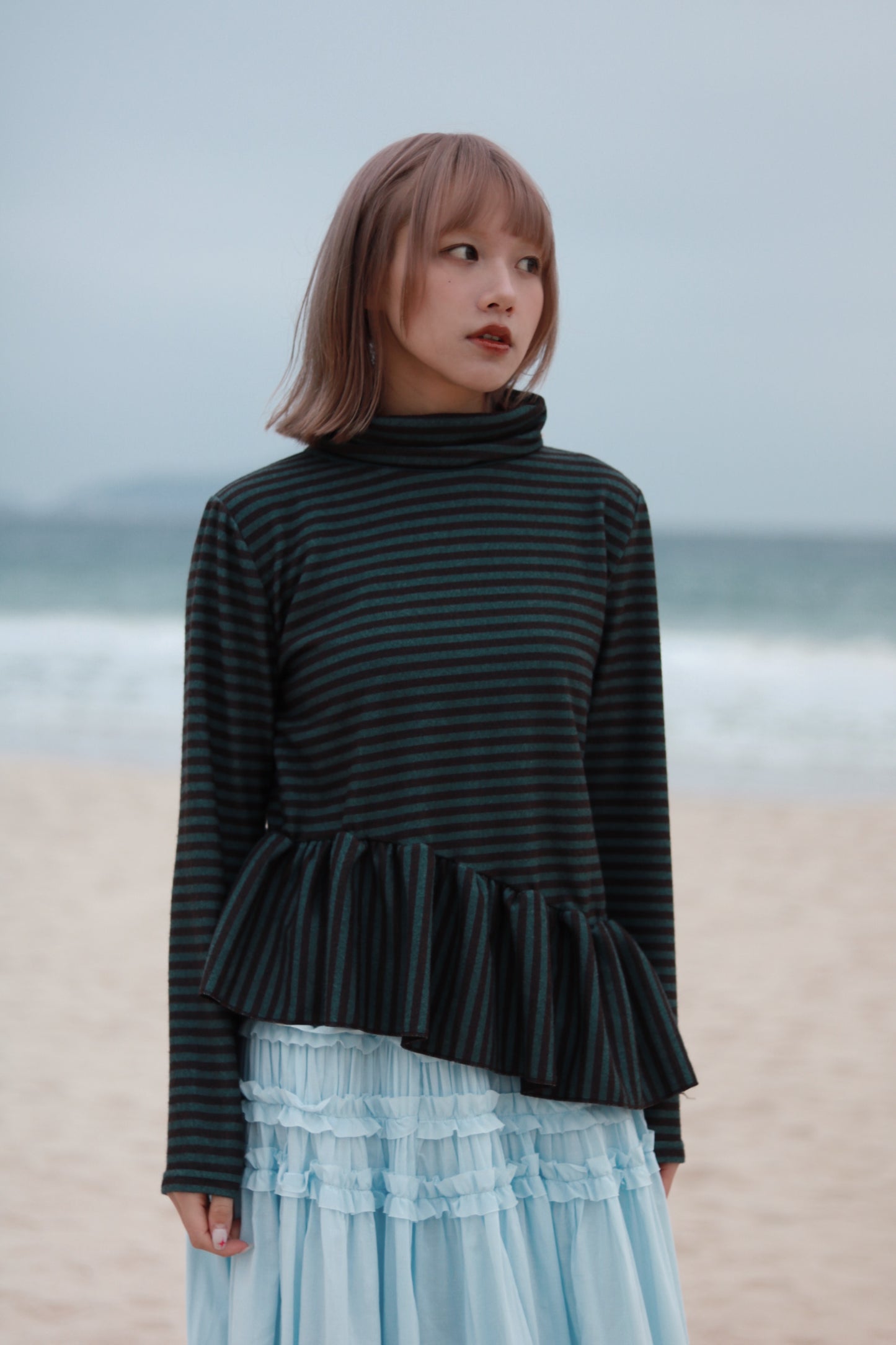 Striped Ruffle Top (Mint)