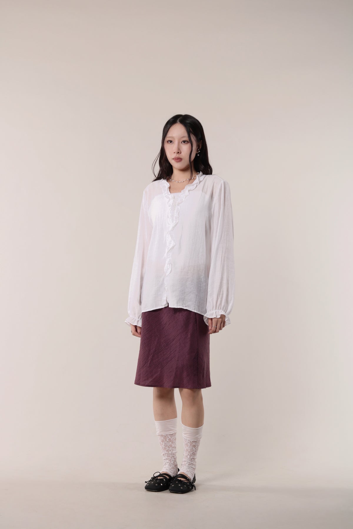 Retro Ruffle Shirt (White)