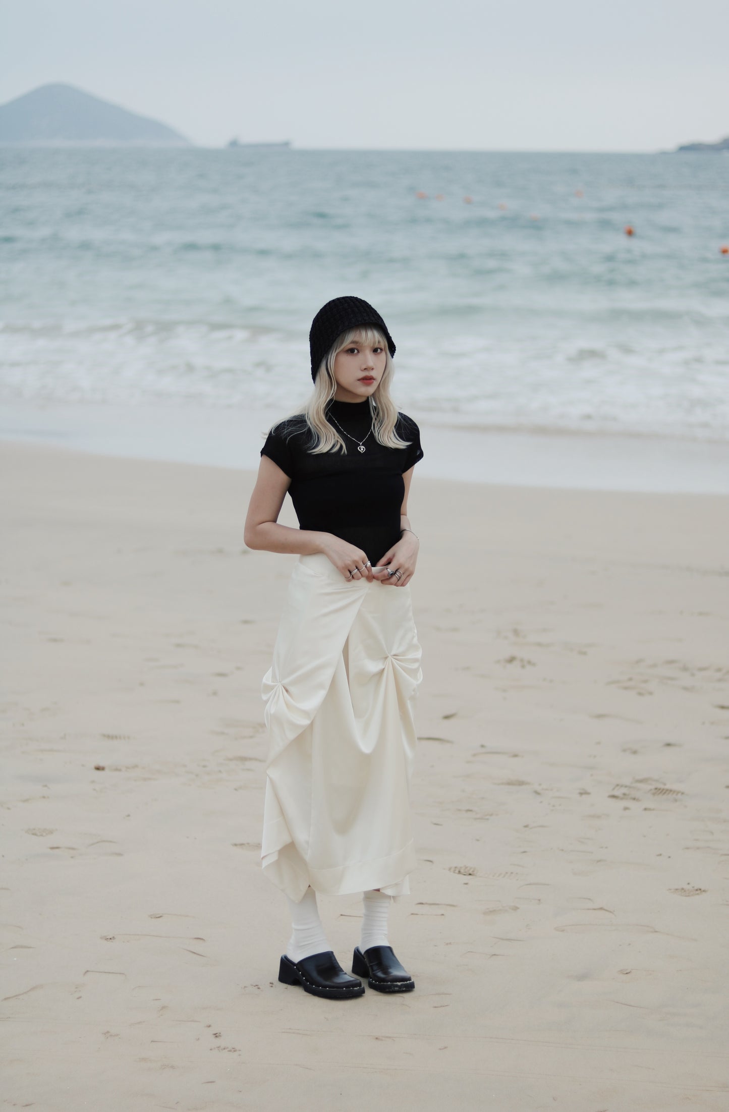 Cap Sleeve Mock Neck Top (Black)