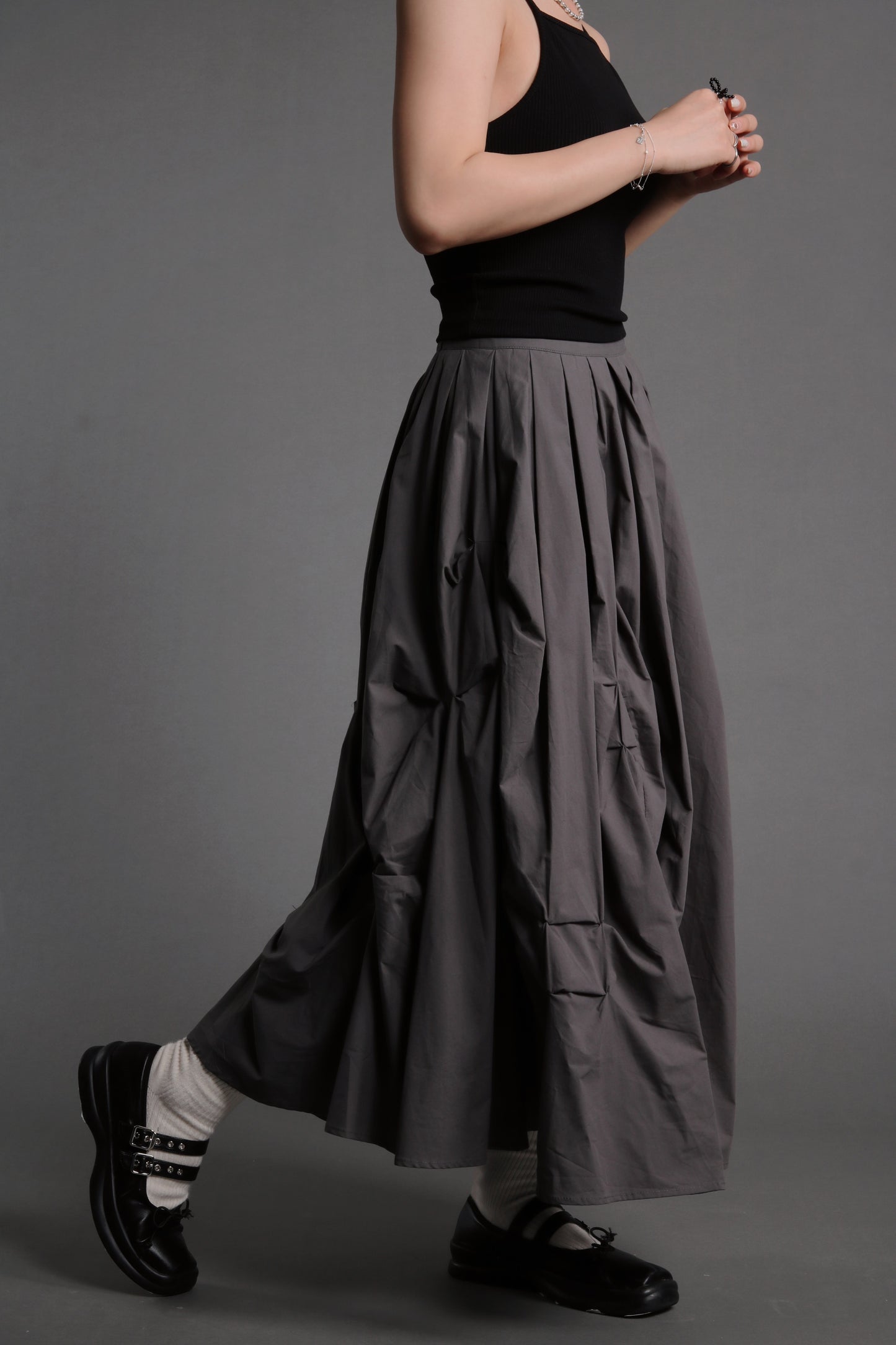 Doll Gathered Skirt (Charcoal)