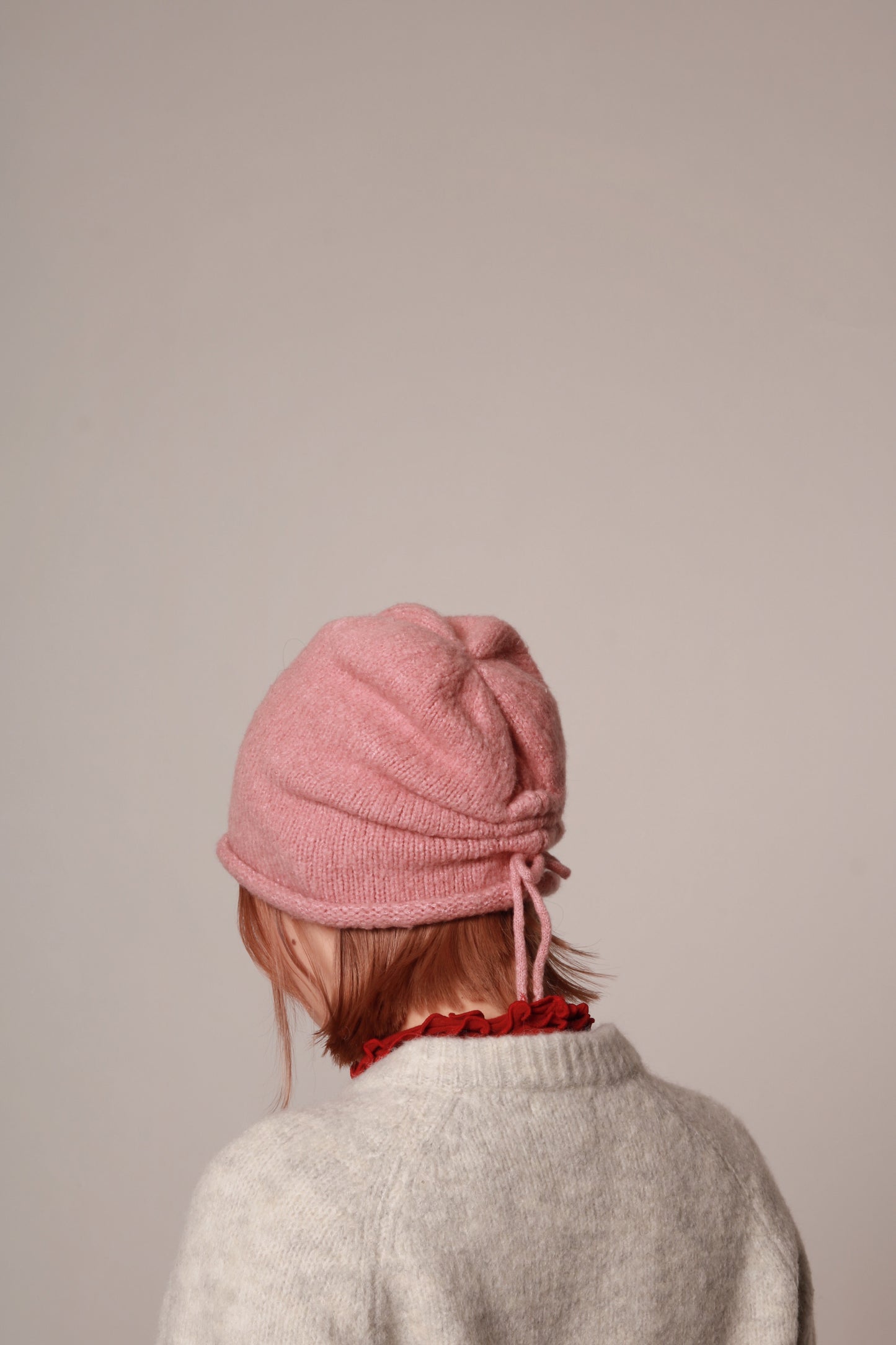 Gathered Ribbon Beanie (Beige/Black/Charcoal/Pink/Red)