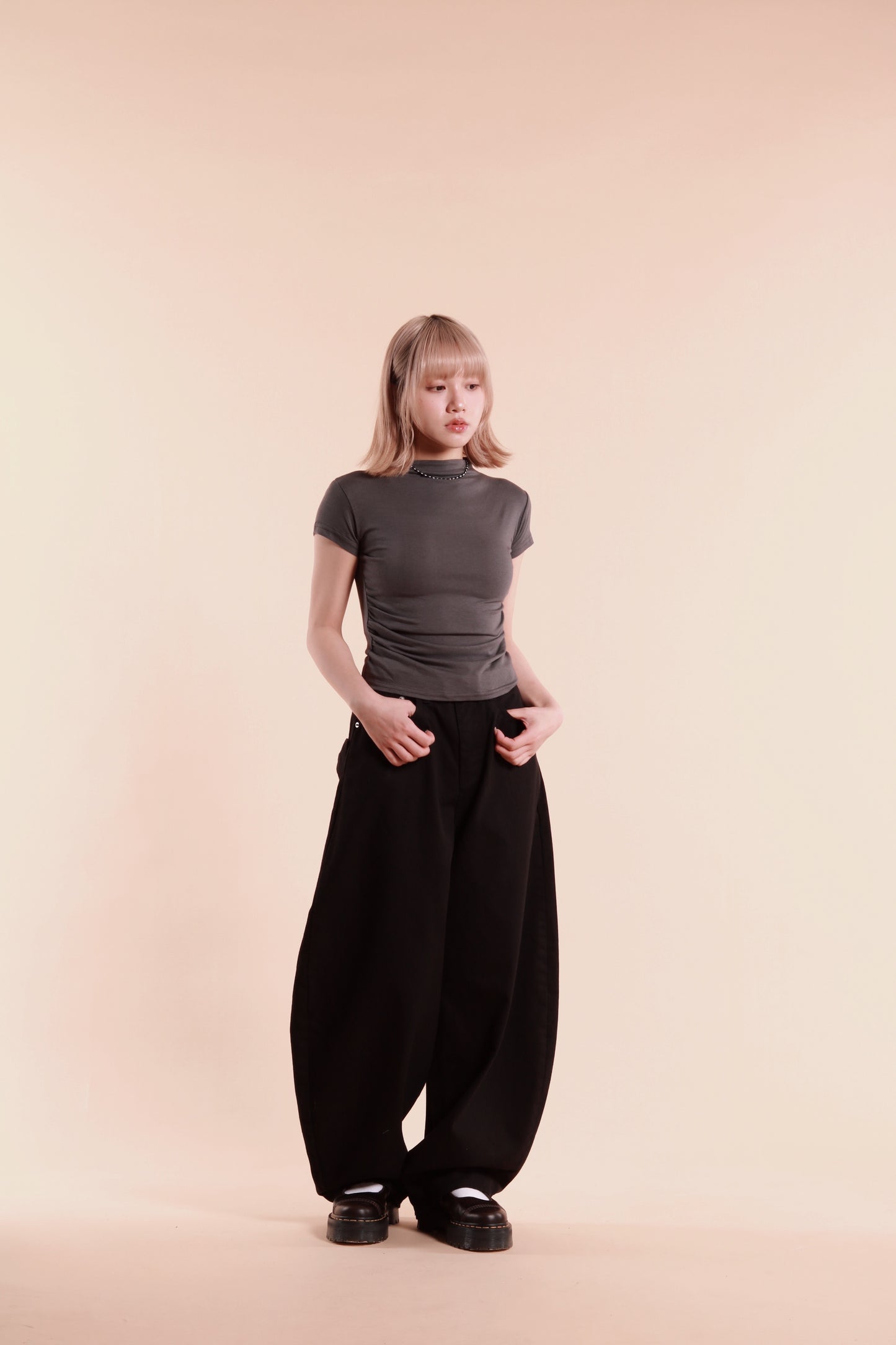 Gathered Tee (Charcoal)