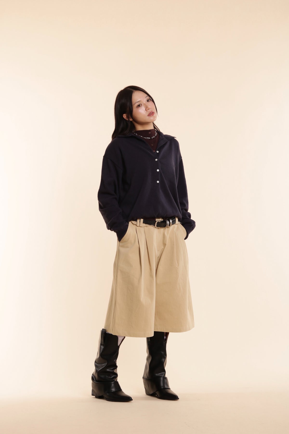 Ruffle Shorts (Beige)