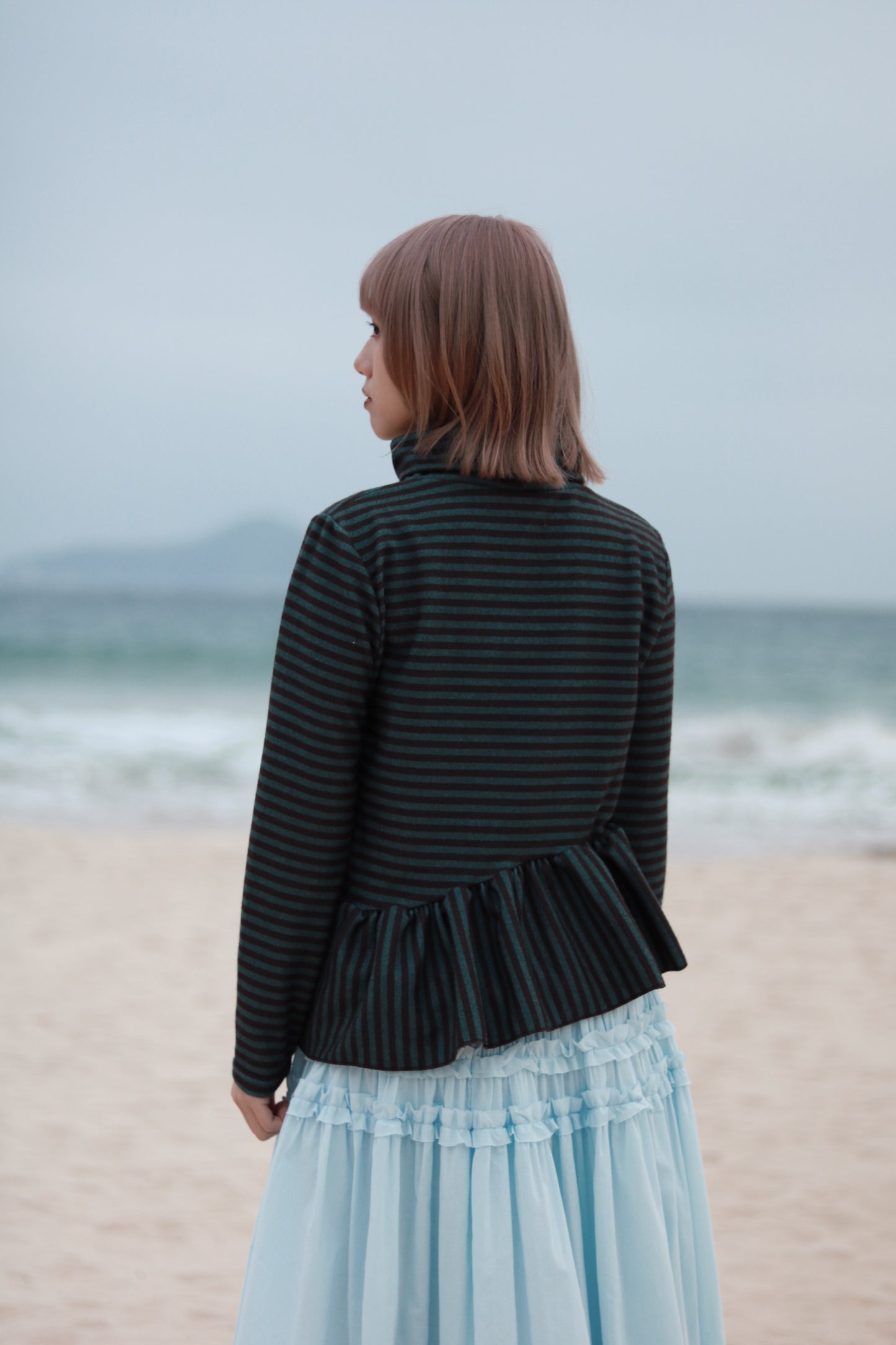 Striped Ruffle Top (Mint)