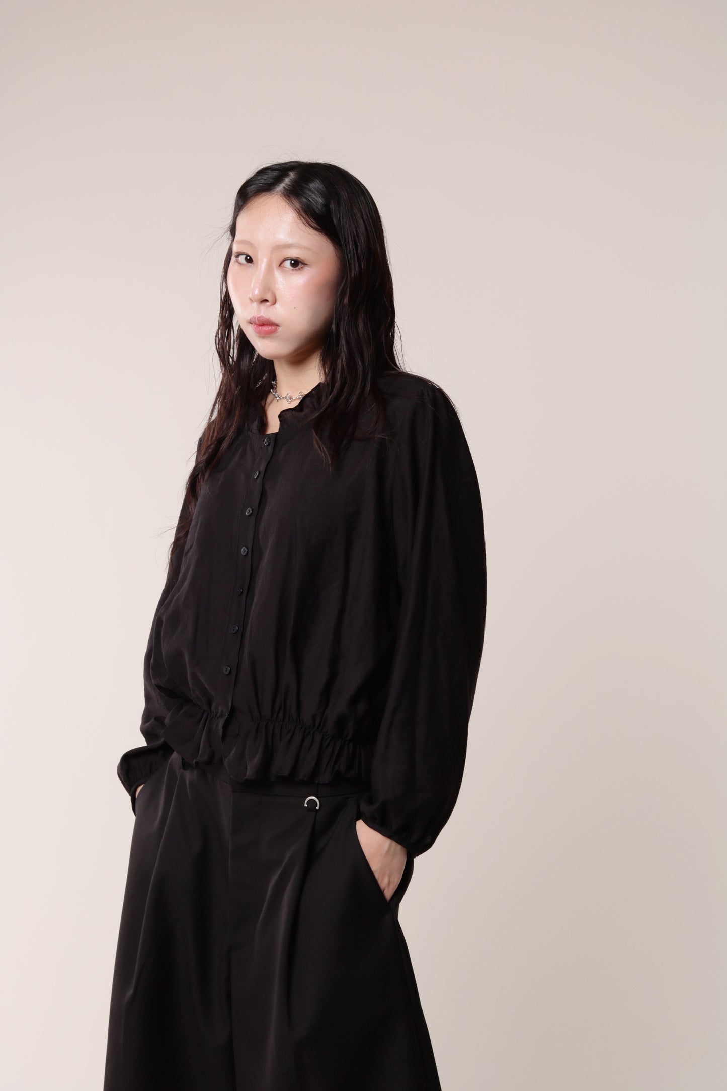Retro Ruffle Shirt (Black)