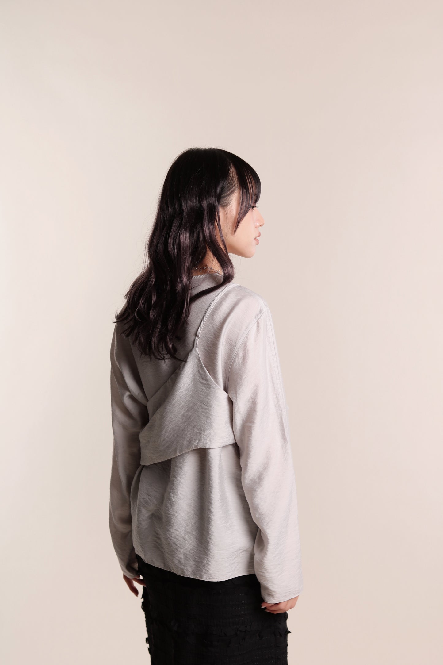 Cami Wrap Blouse (Light Grey)