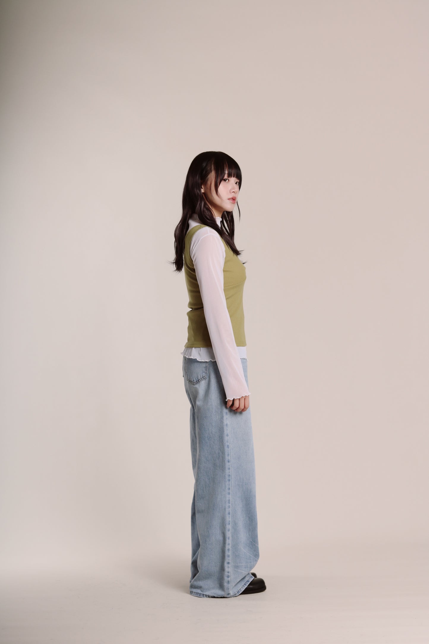 Ruffle See Through Top (White)