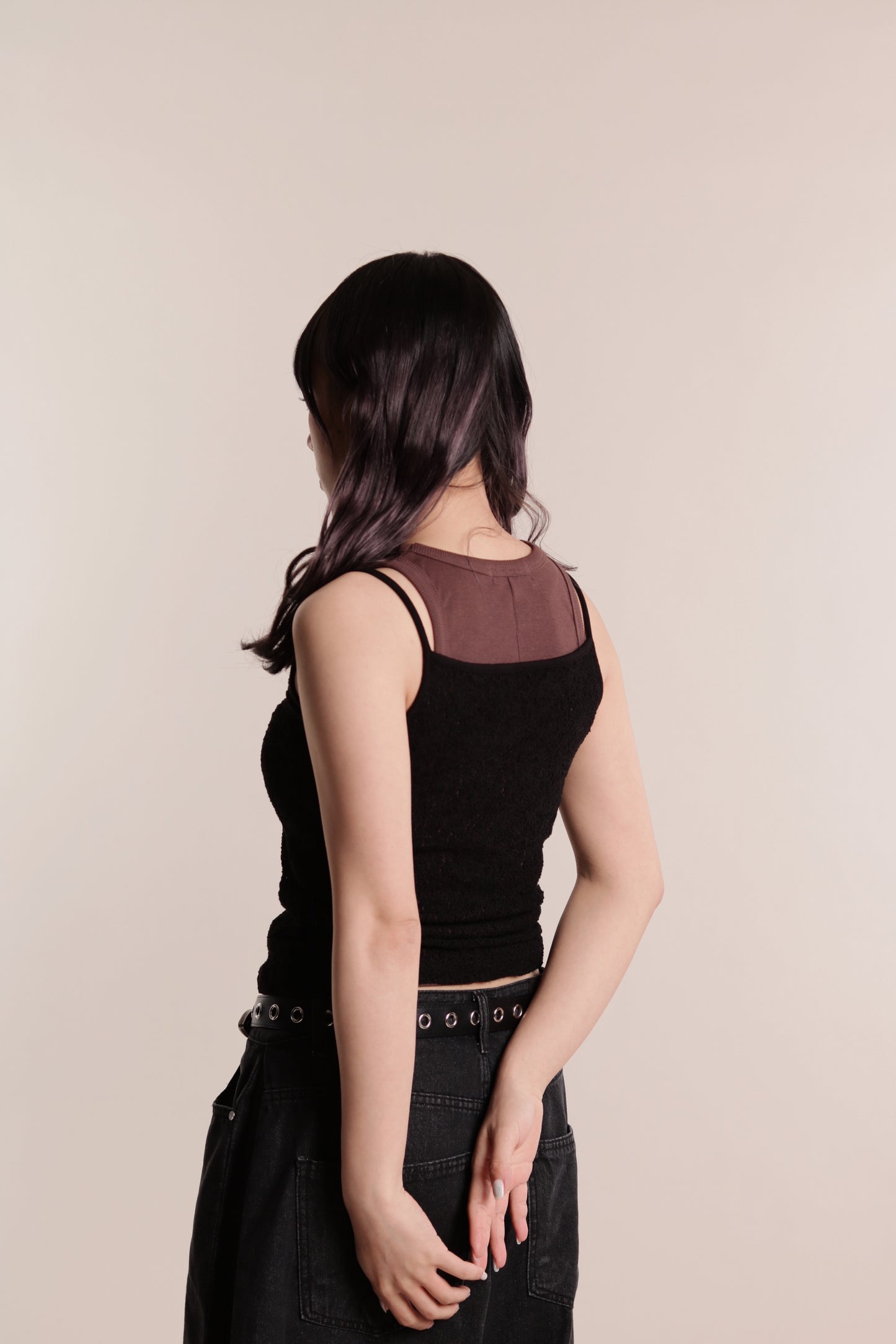 Mesh Sleeveless Top (Black)