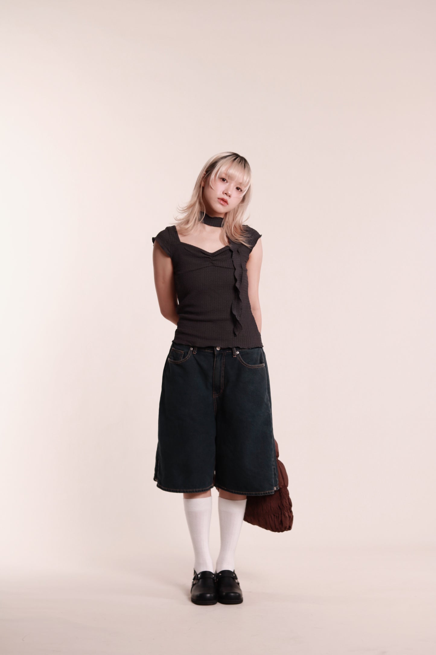 Gathered Tee Set (Charcoal)