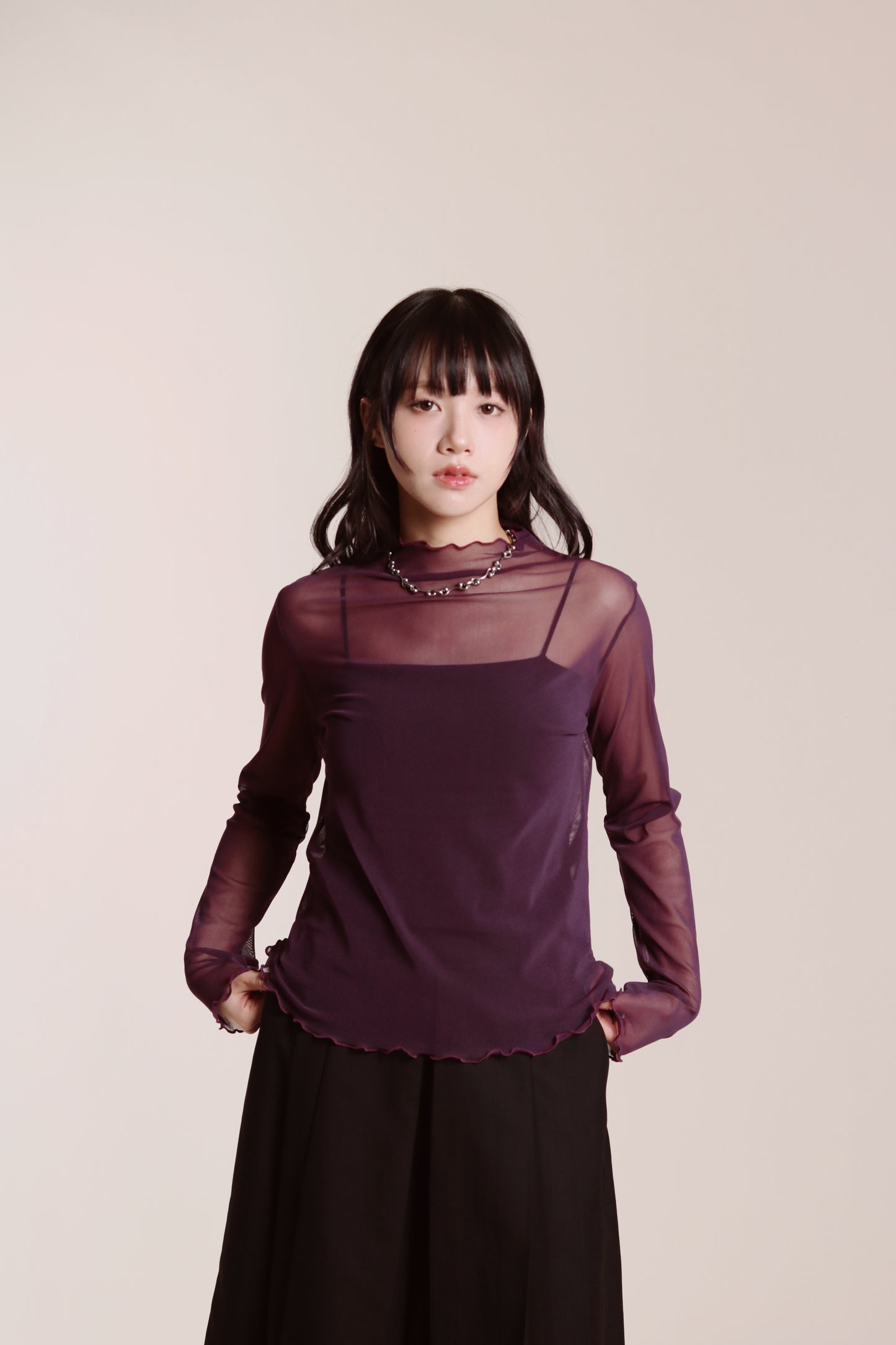 Ruffle See Through Top (Purple)