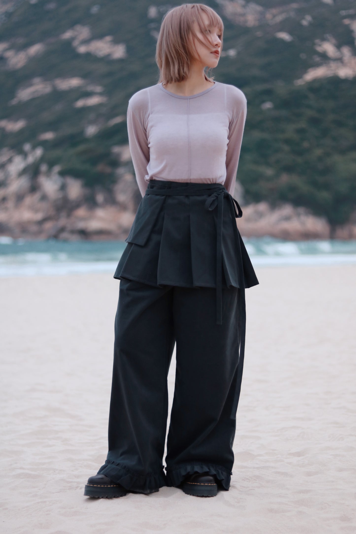 Layered Ruffle Pants (Charcoal)