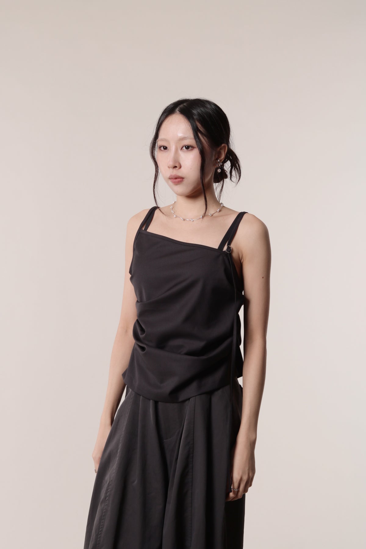 Boyce Gathered Sleeveless Top (Charcoal)