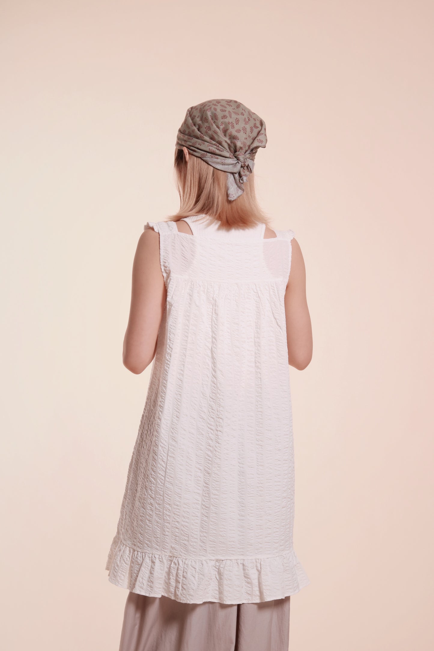 Floral Grass Scarf (Green/Navy/White)