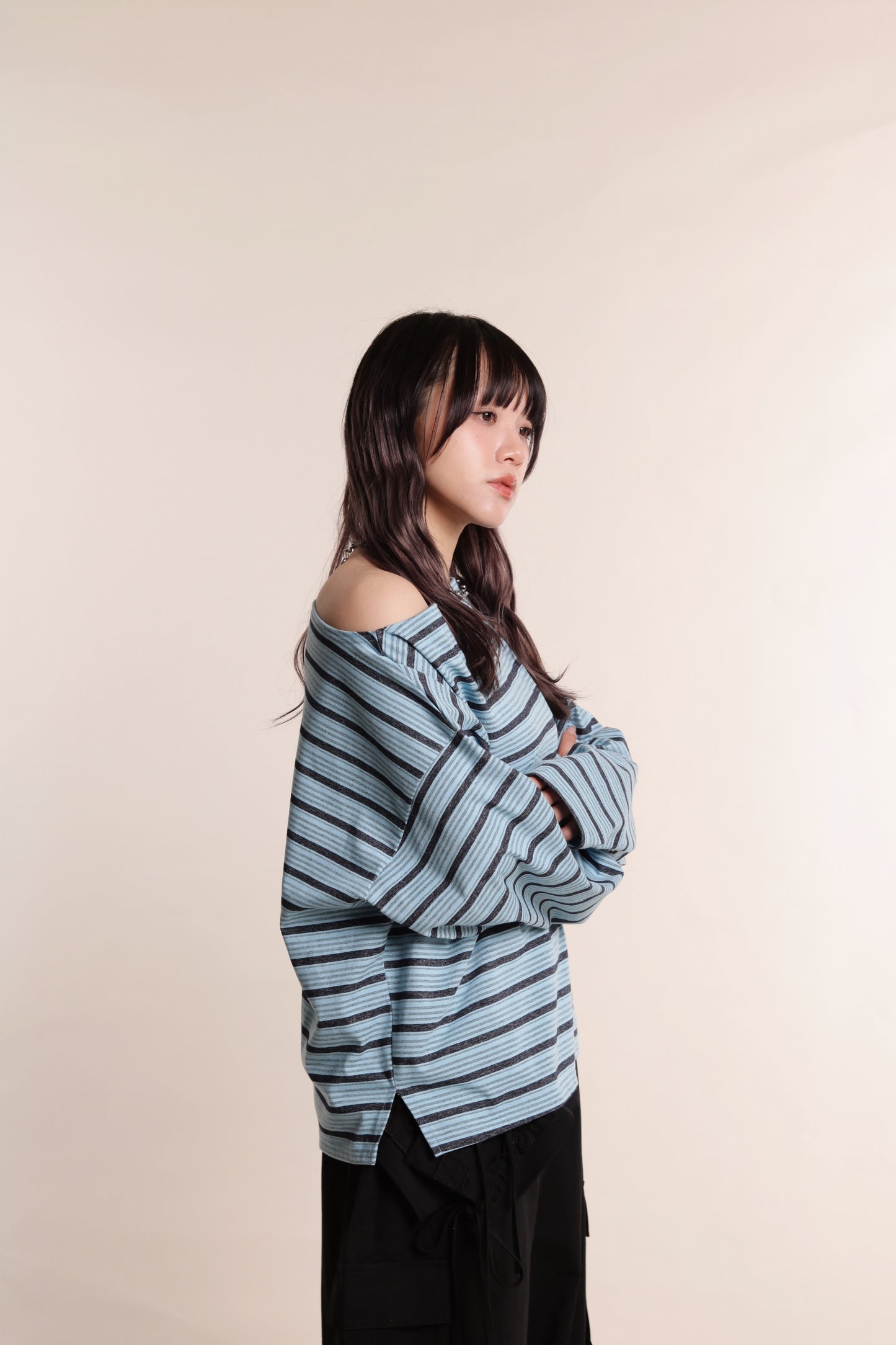 Oversized Stripe Top (Blue)
