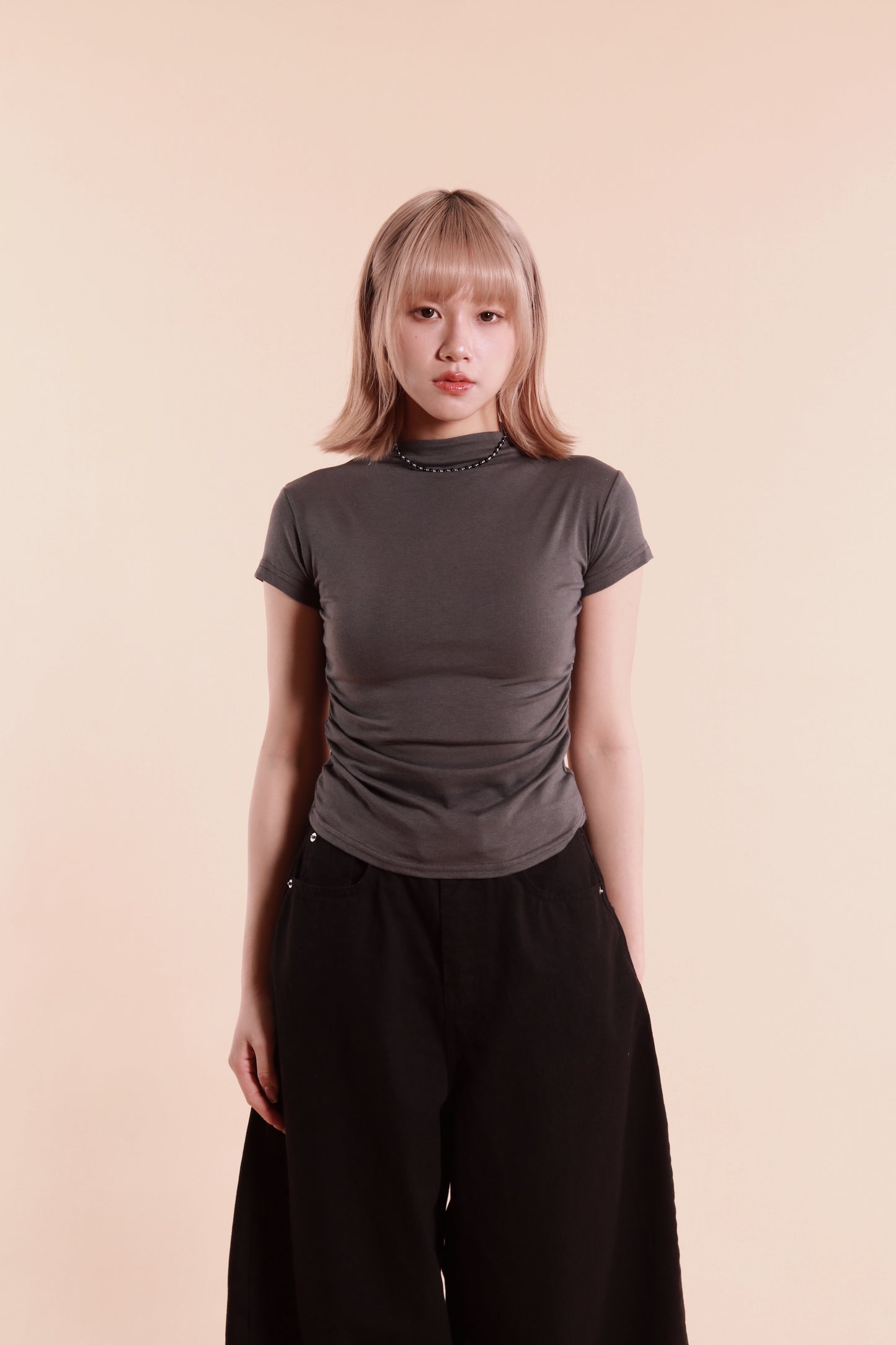 Gathered Tee (Charcoal)