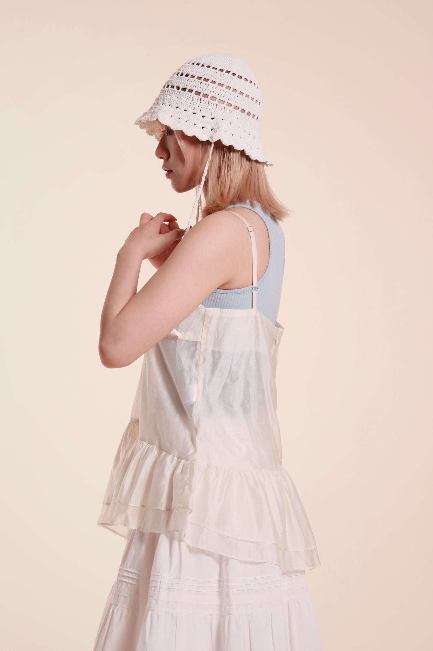 Ruffle Sleeveless Top (Ivory)