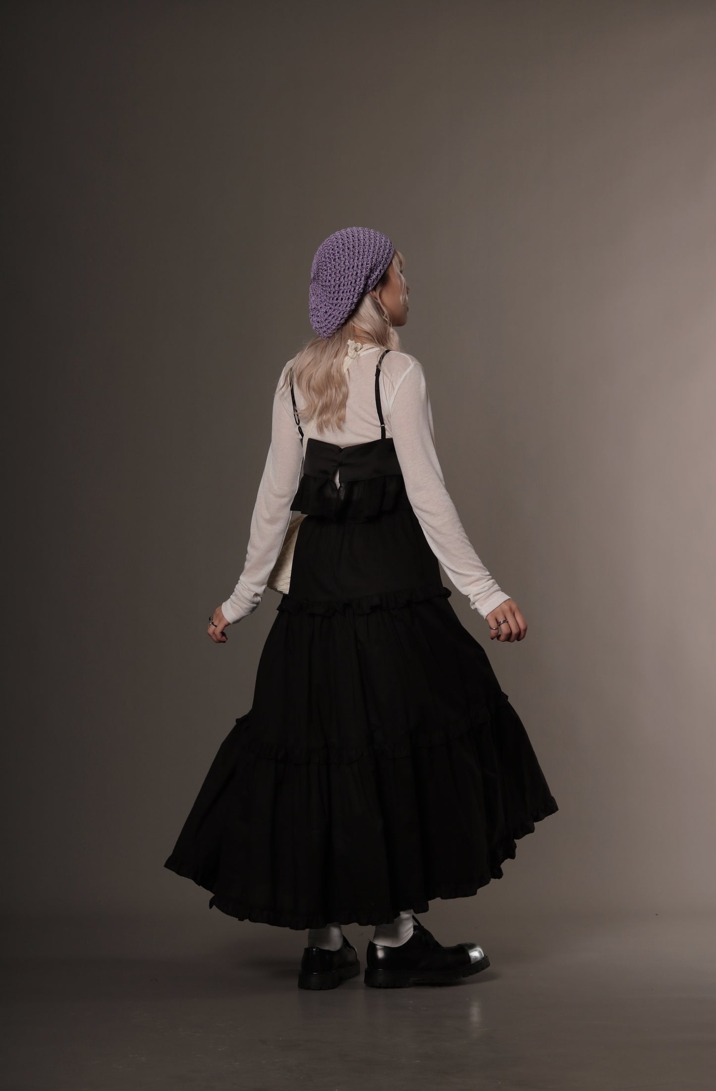 Satin Ruffle Top (Black)