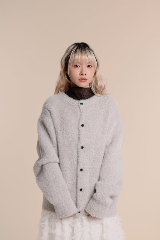 Fluffy Cardigan (Light Grey)