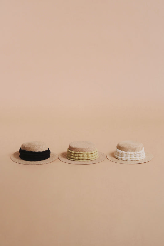 Bubble Straw Hat (Black/Ivory/Mustard)