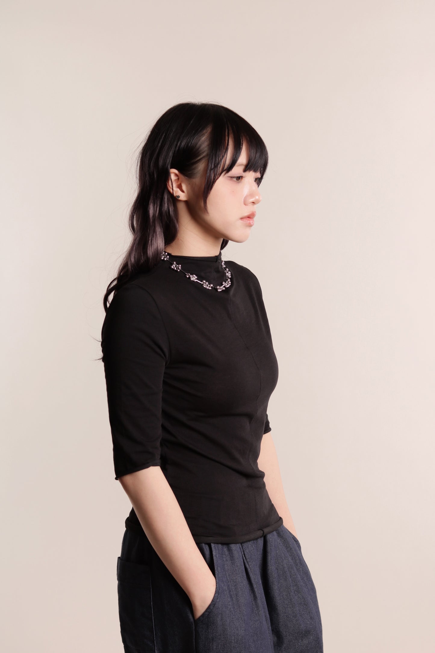 Pure Mock Neck Top (Black)