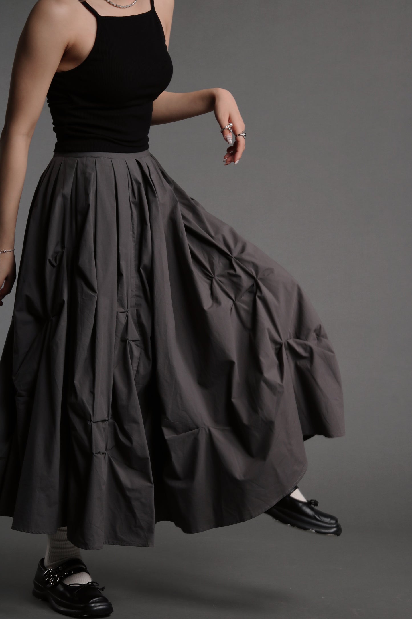 Doll Gathered Skirt (Charcoal)