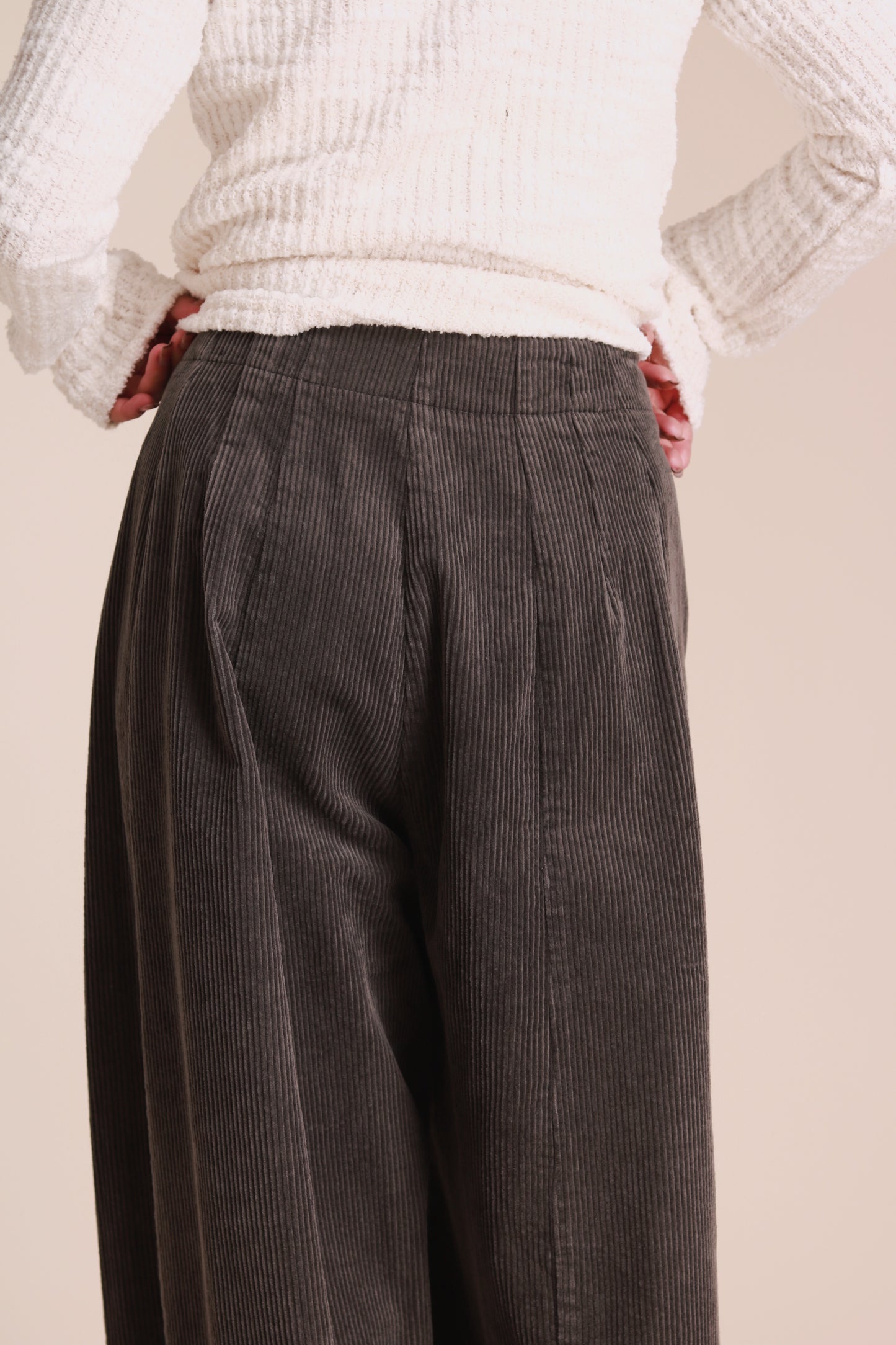 Corduroy Wide Pants (Grey)