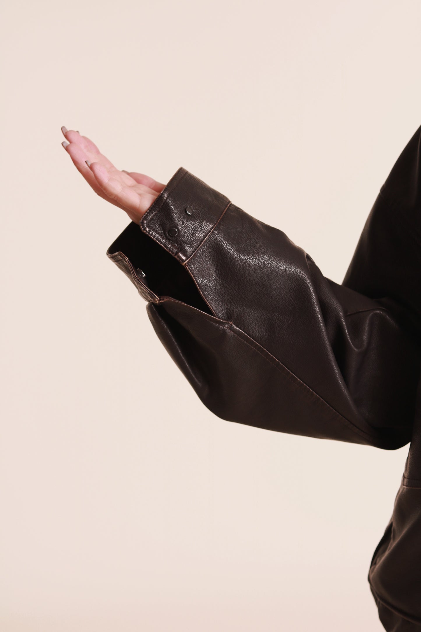 Oversized Leather Jacket (Brown)