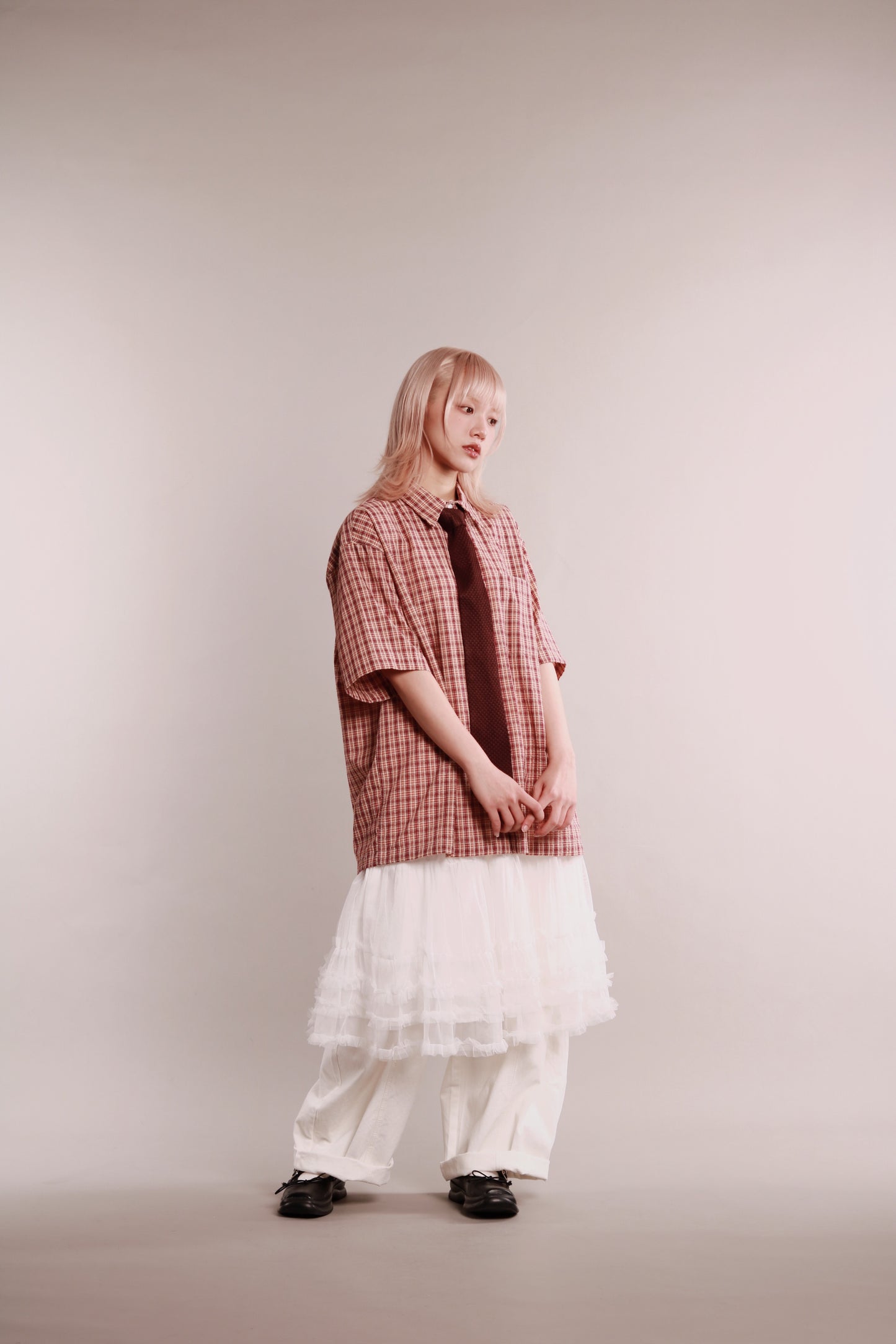 Plaid Loose Shirt (Brown)