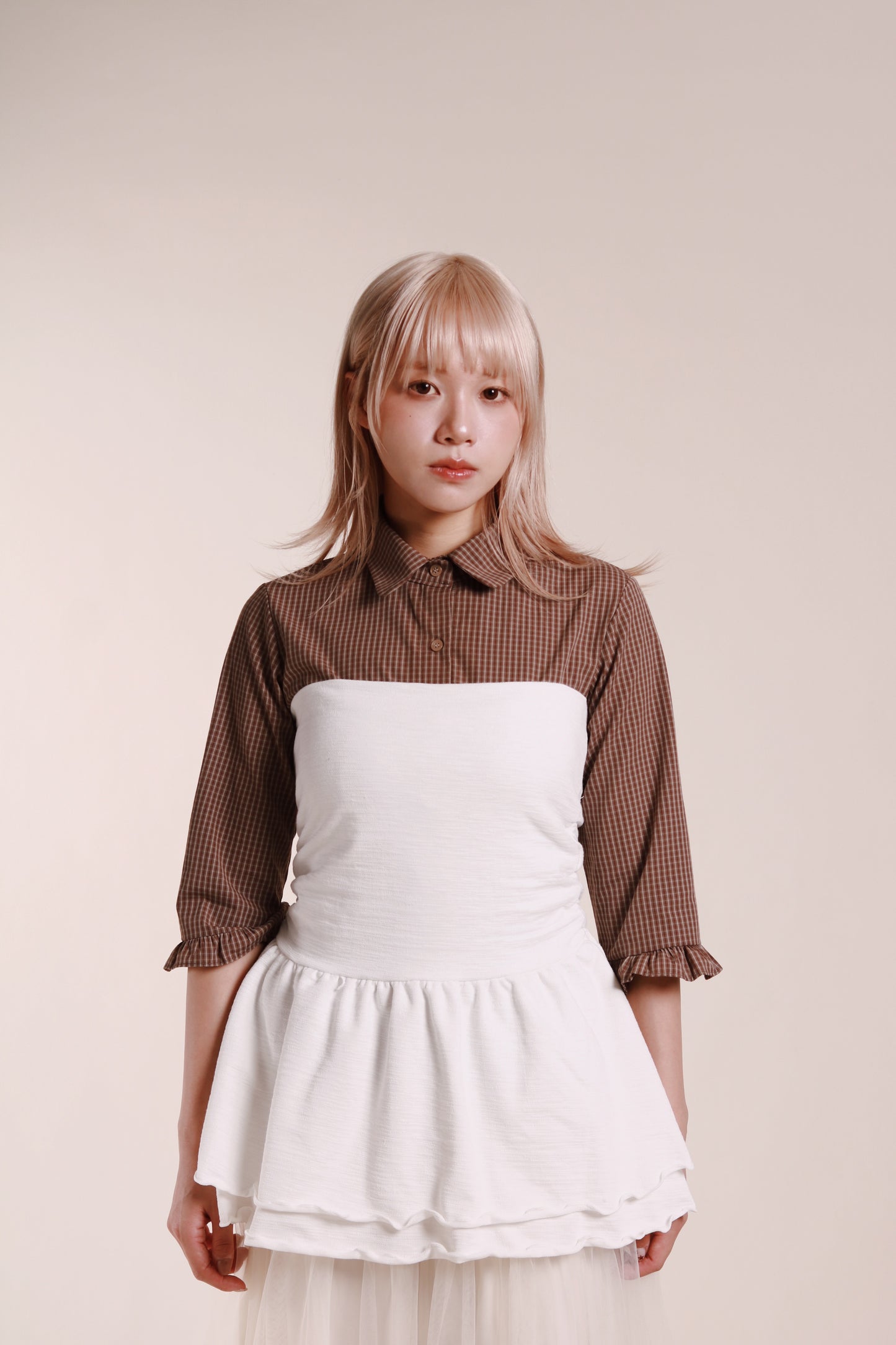 Ruffle Tube Mini Dress (White)