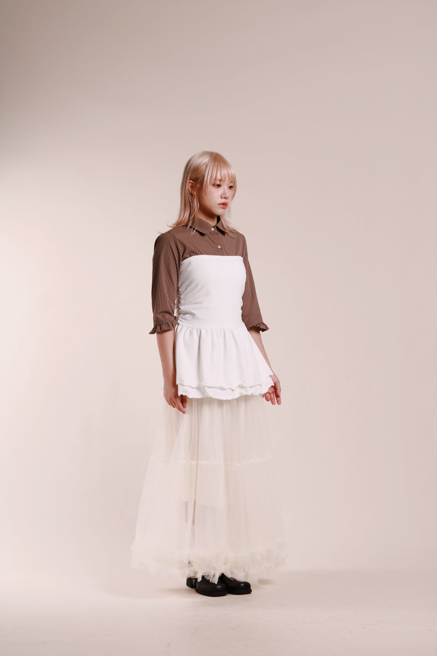 Ruffle Tube Mini Dress (White)