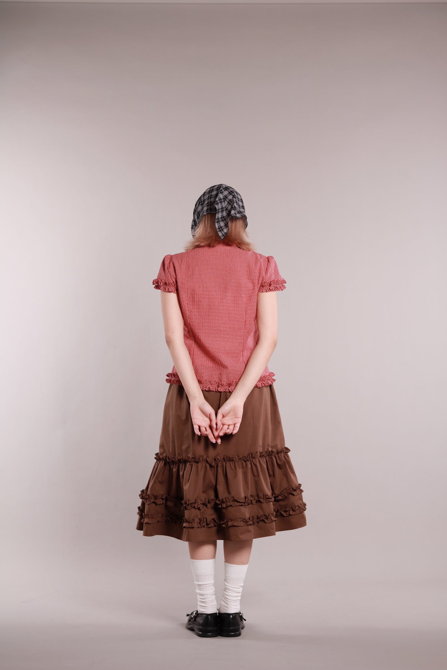 Doll Ruffle Midi Skirt (Brown)