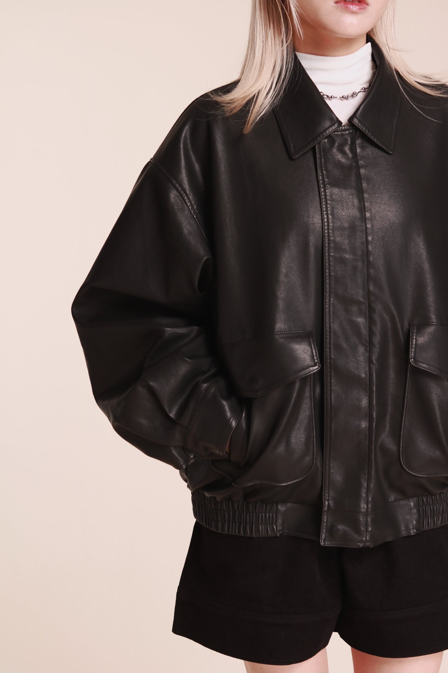 Oversized Leather Jacket (Black)