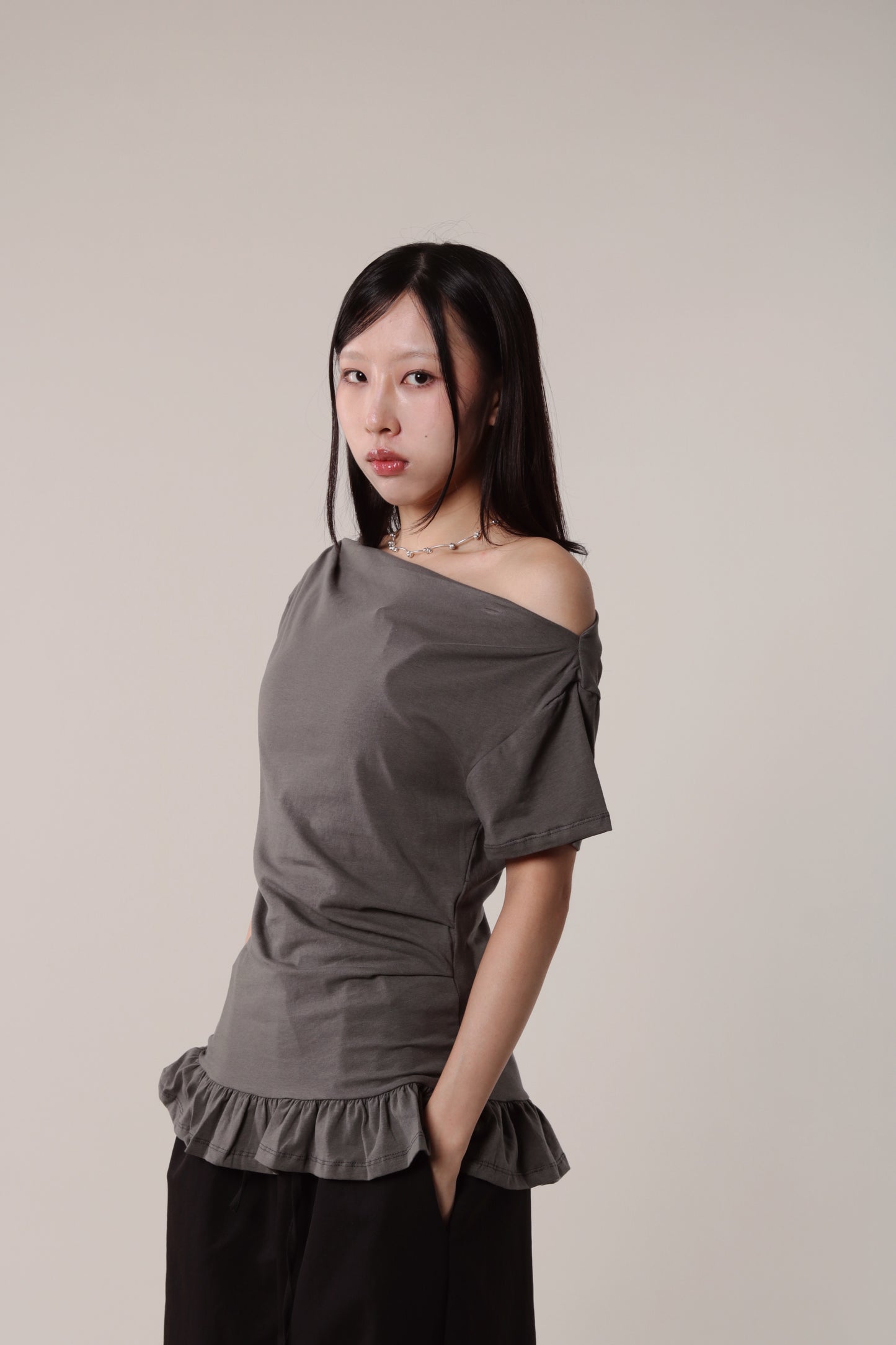 Ruffle Top (Charcoal)