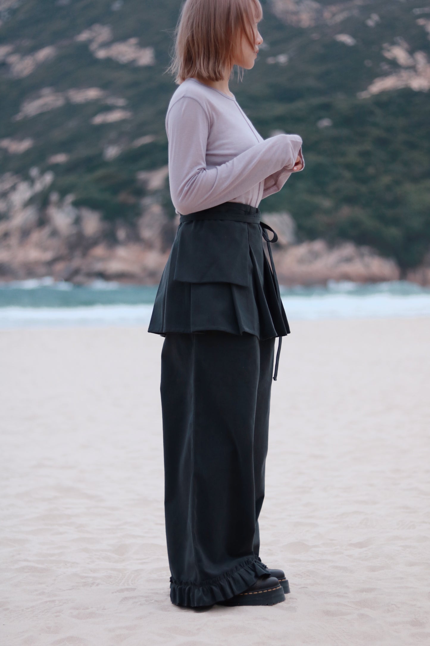 Layered Ruffle Pants (Charcoal)