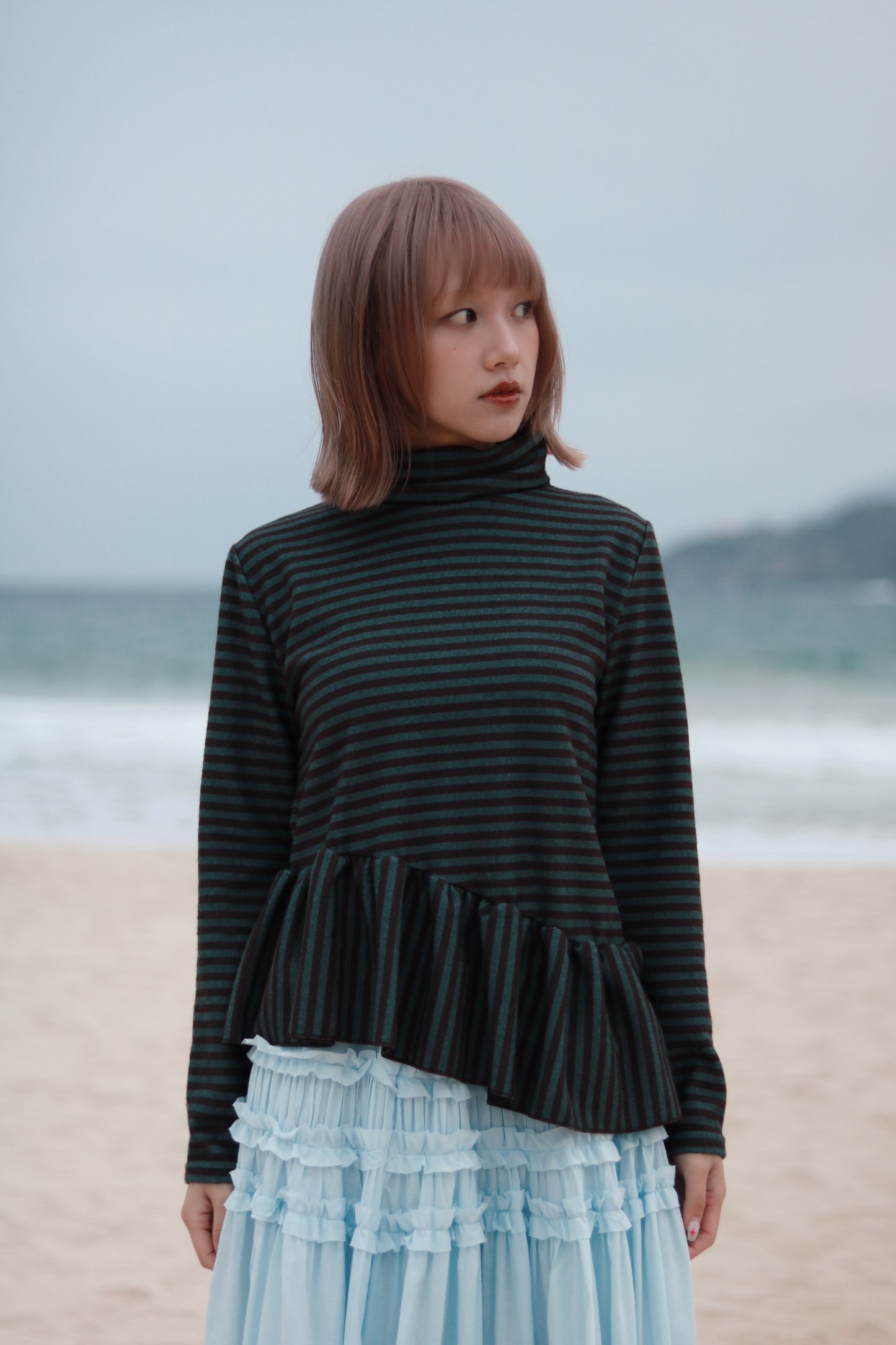 Striped Ruffle Top (Mint)