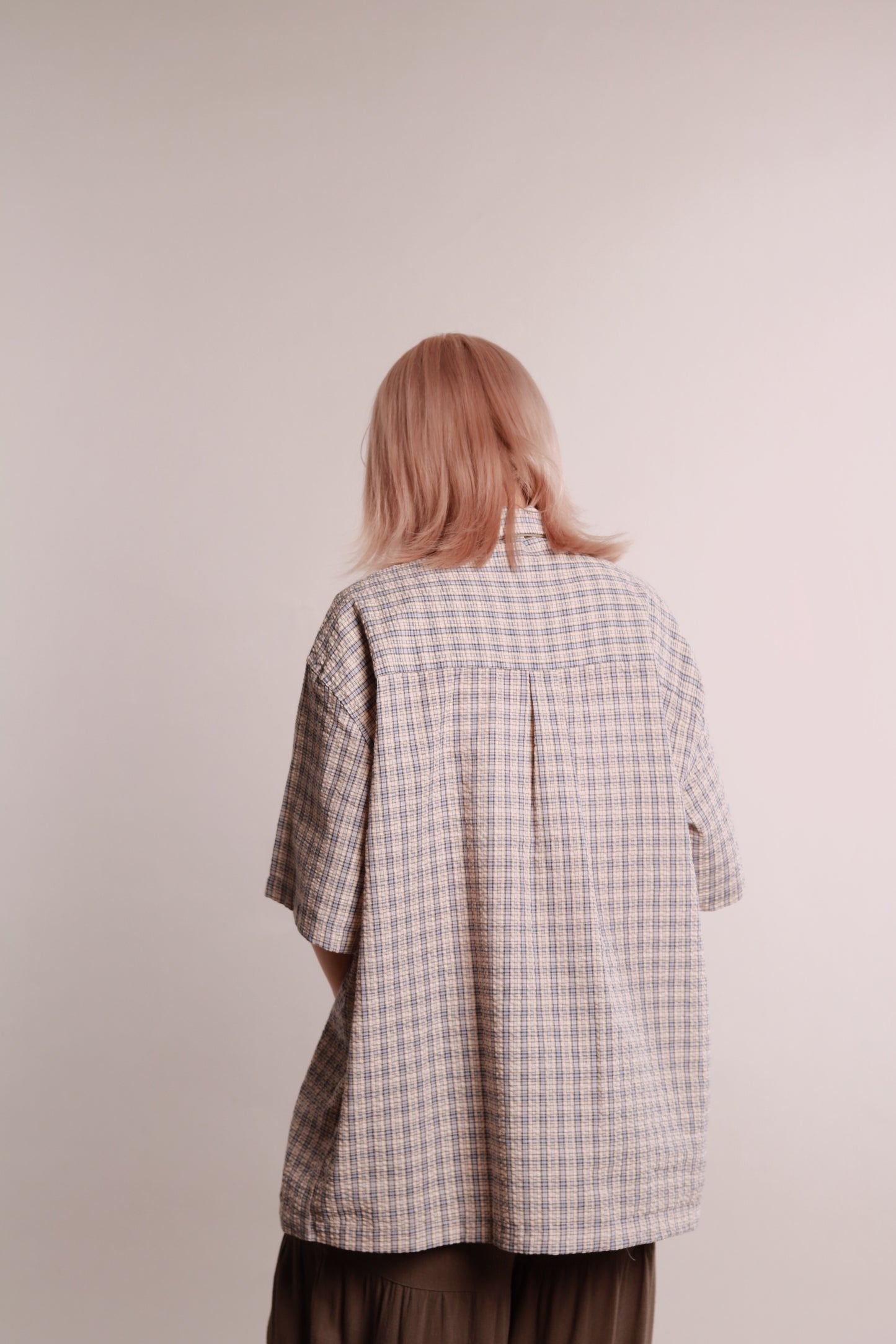 Plaid Loose Shirt (Blue)