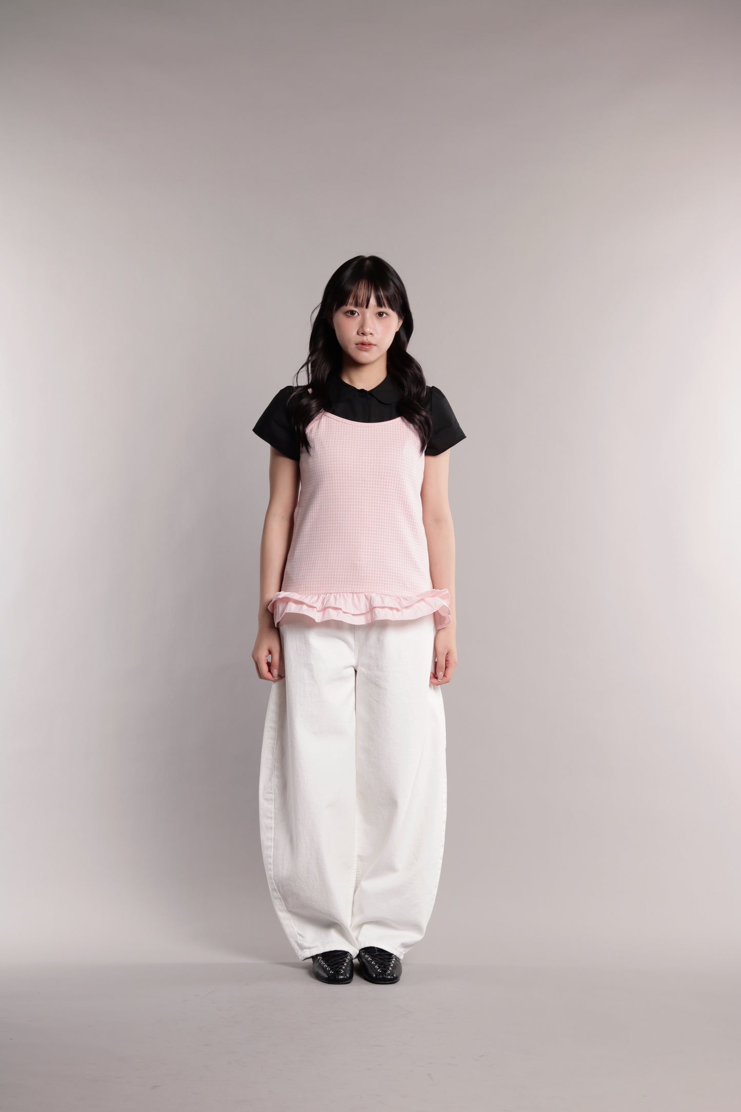 Checkered Ruffle Cami (Pink)
