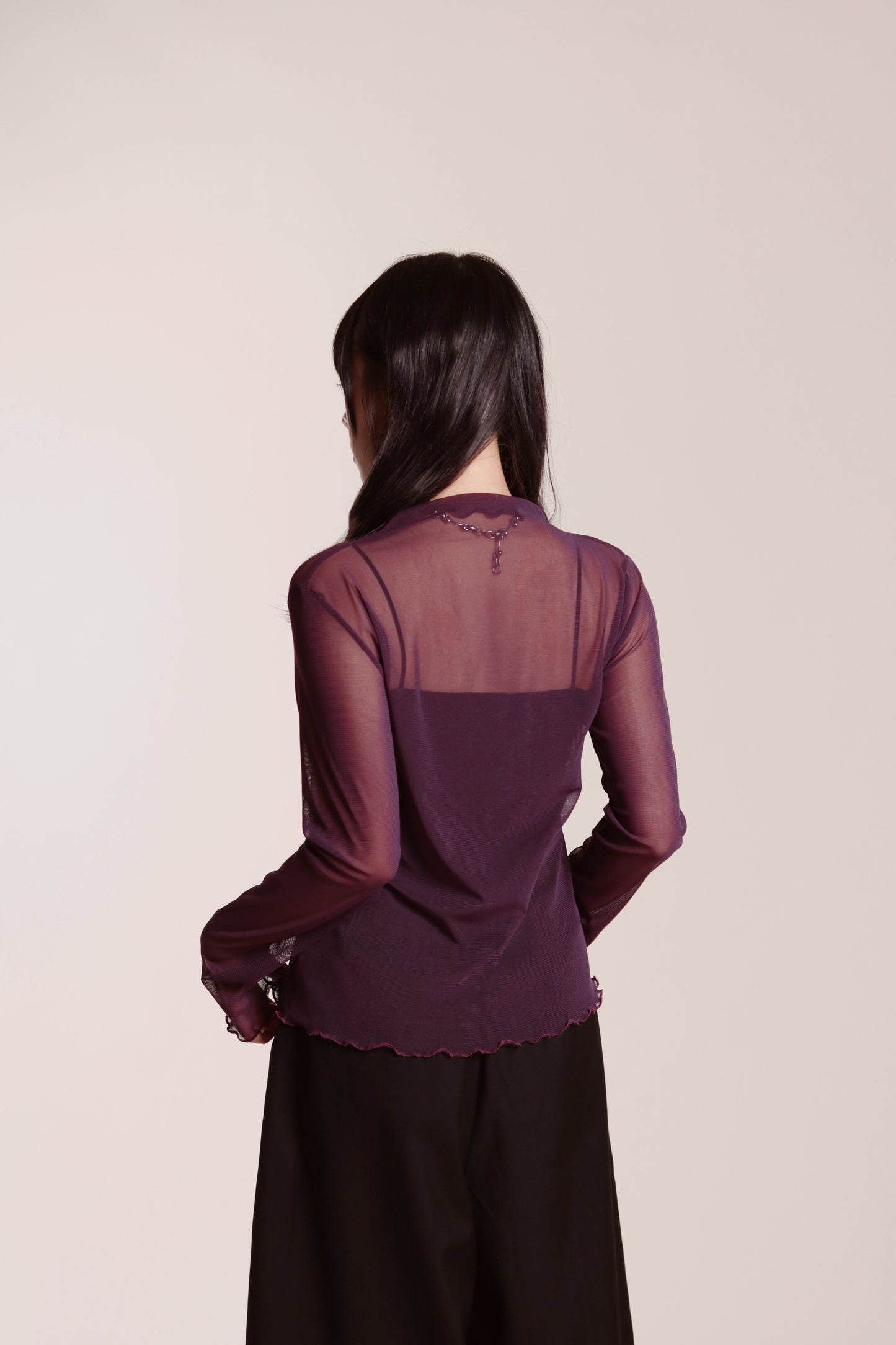 Ruffle See Through Top (Purple)