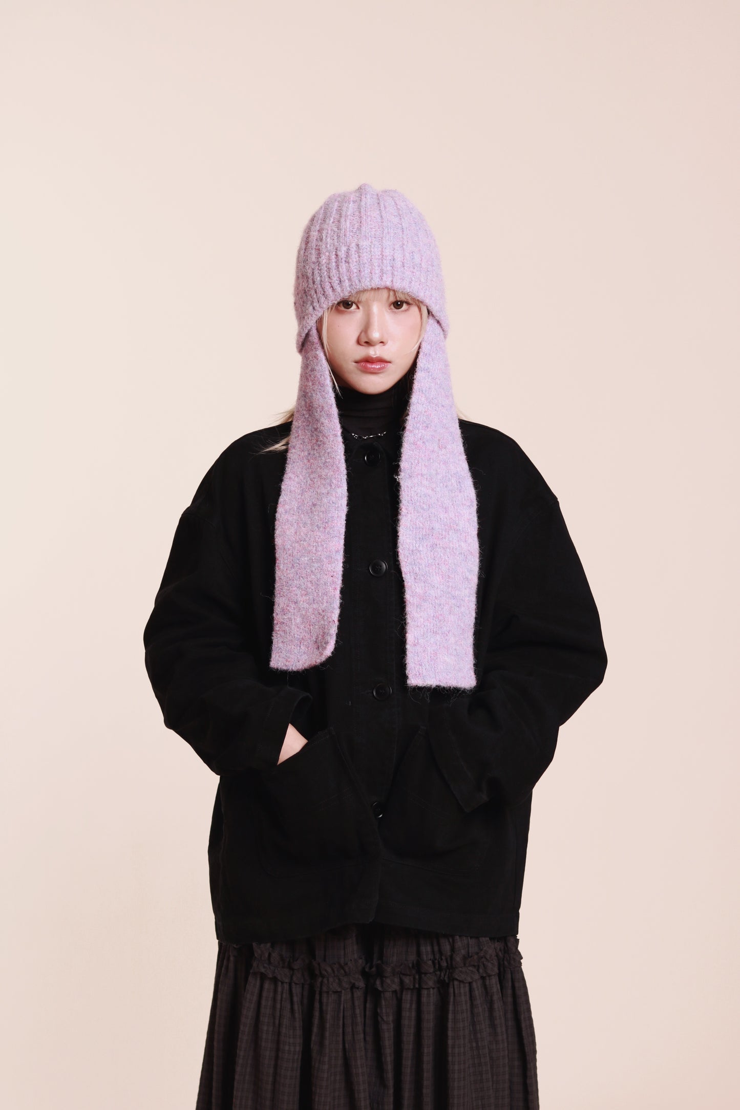 Doll Knit Scarf Flight Cap (Purple)