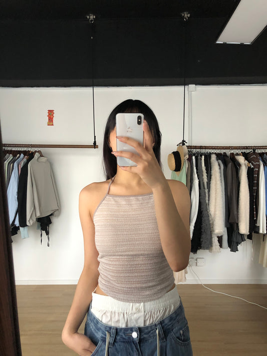 Striped Halter Top (Beige)