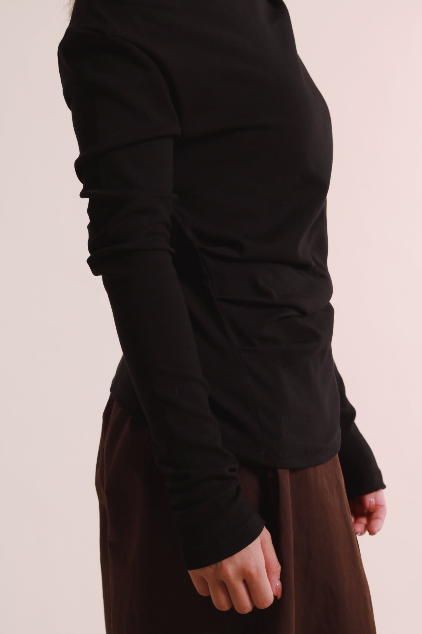 Gathered Long Tee (Black)