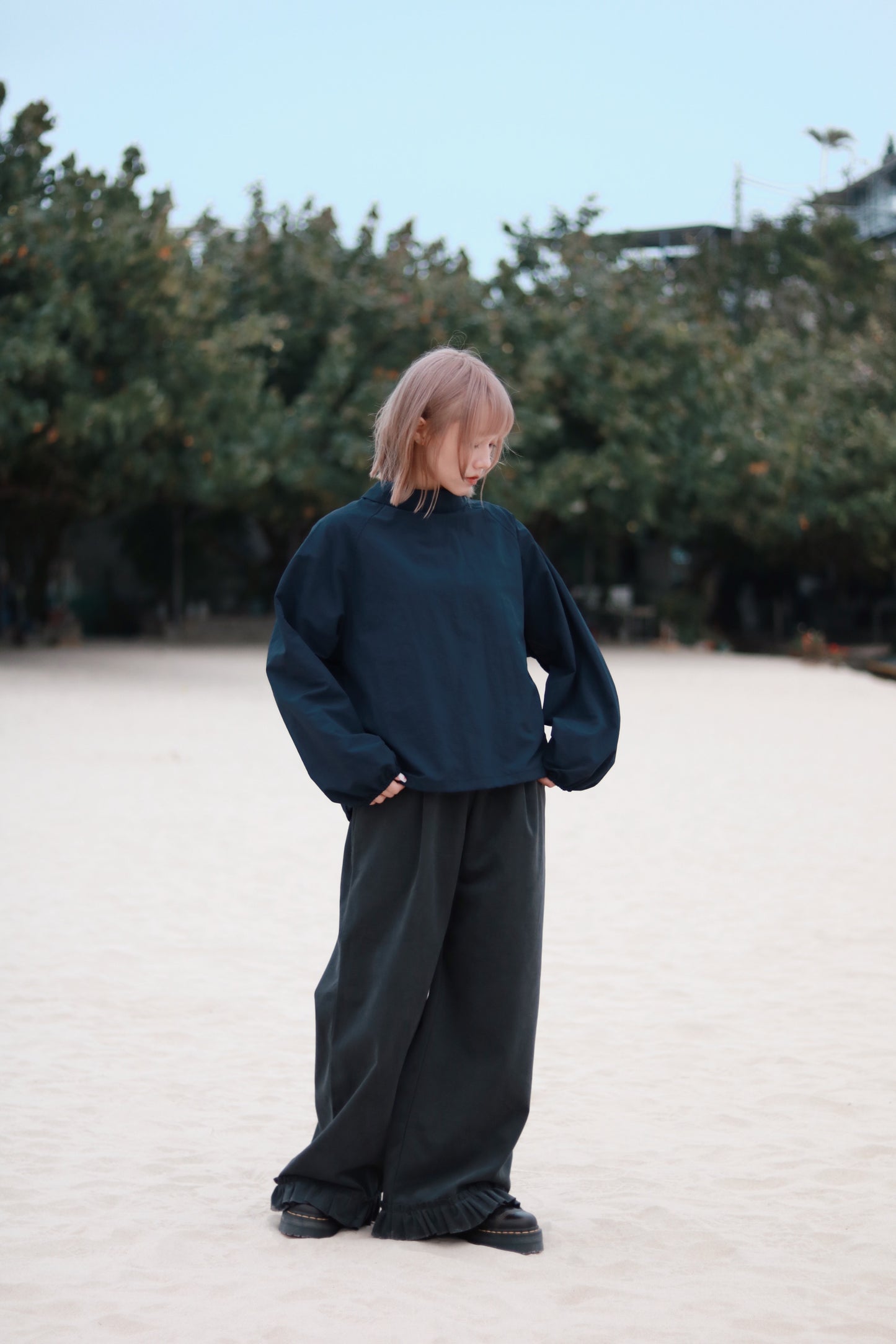 Funnel Neck Top (Navy)