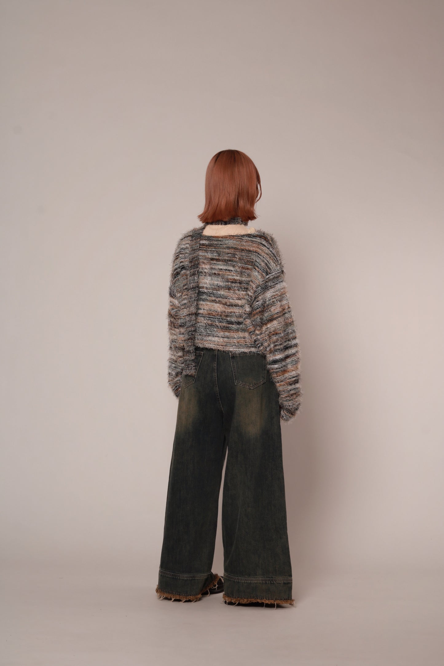 Fluffy Rainbow Sweater (Green)