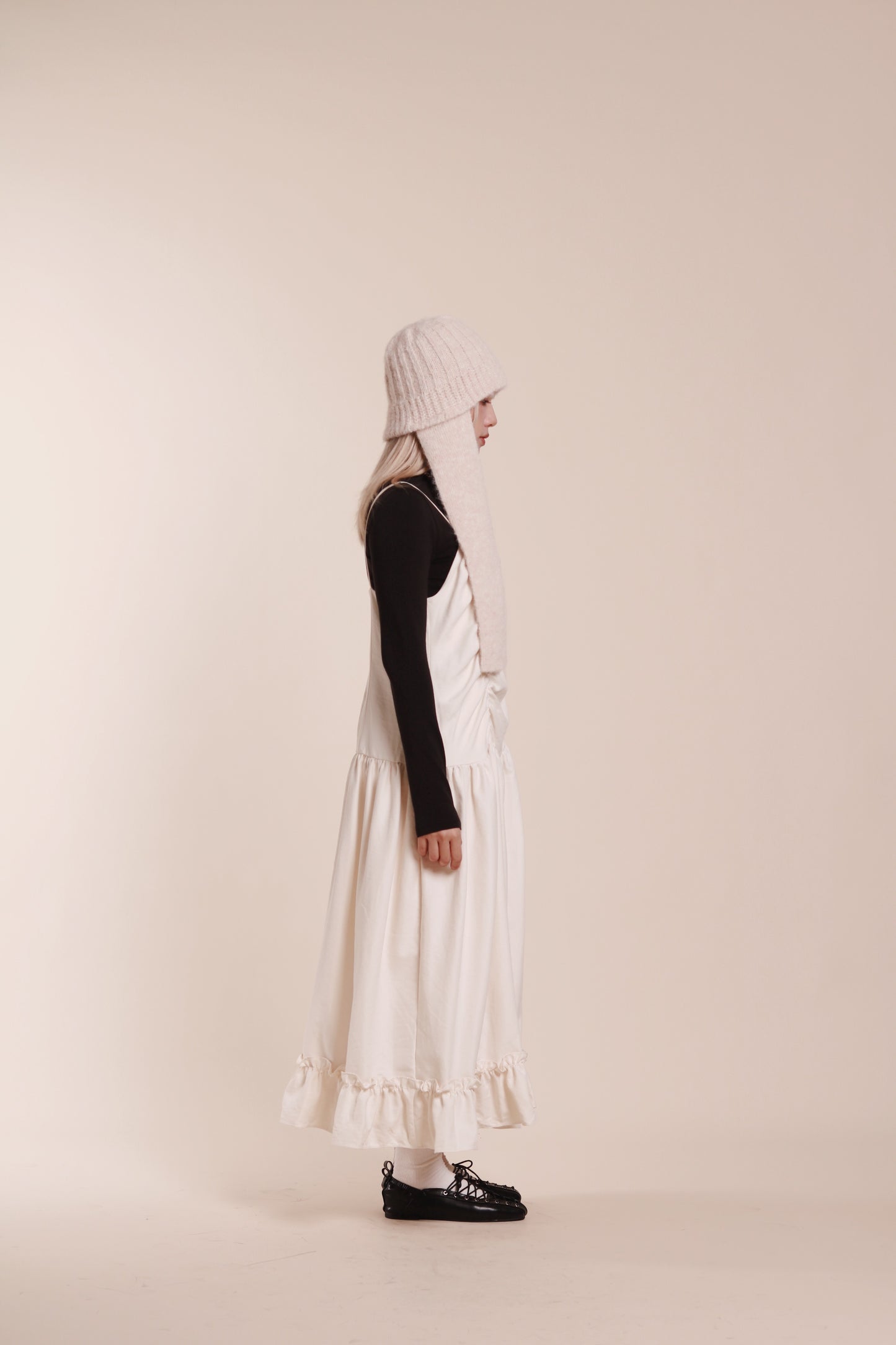 Doll Knit Scarf Flight Cap (Ivory)