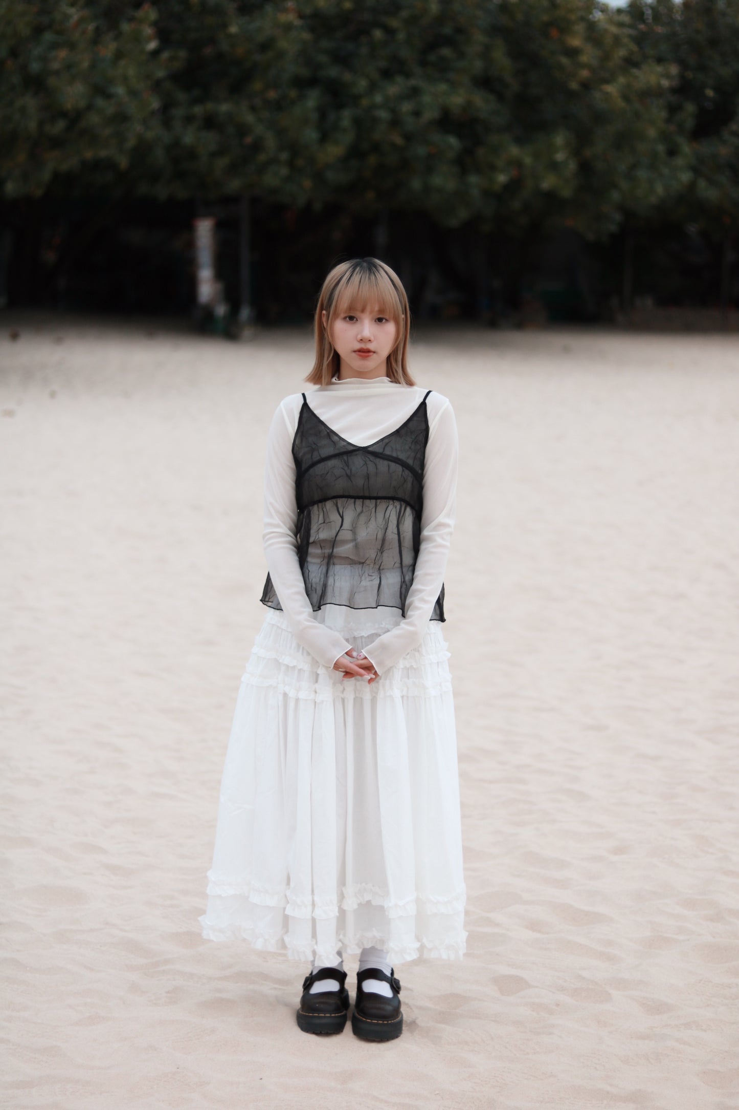 Doll Ribbon Sleeveless Top (Black)