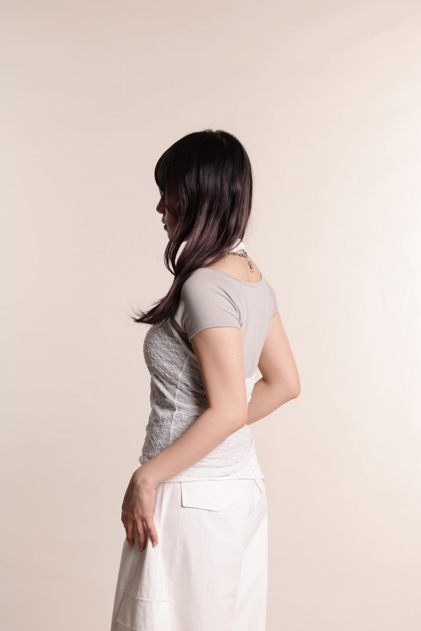 Layered Halter Top Set (White)