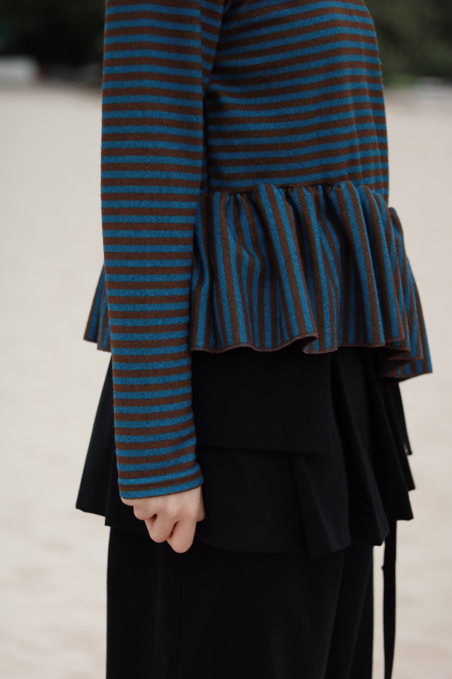 Striped Ruffle Top (Blue)